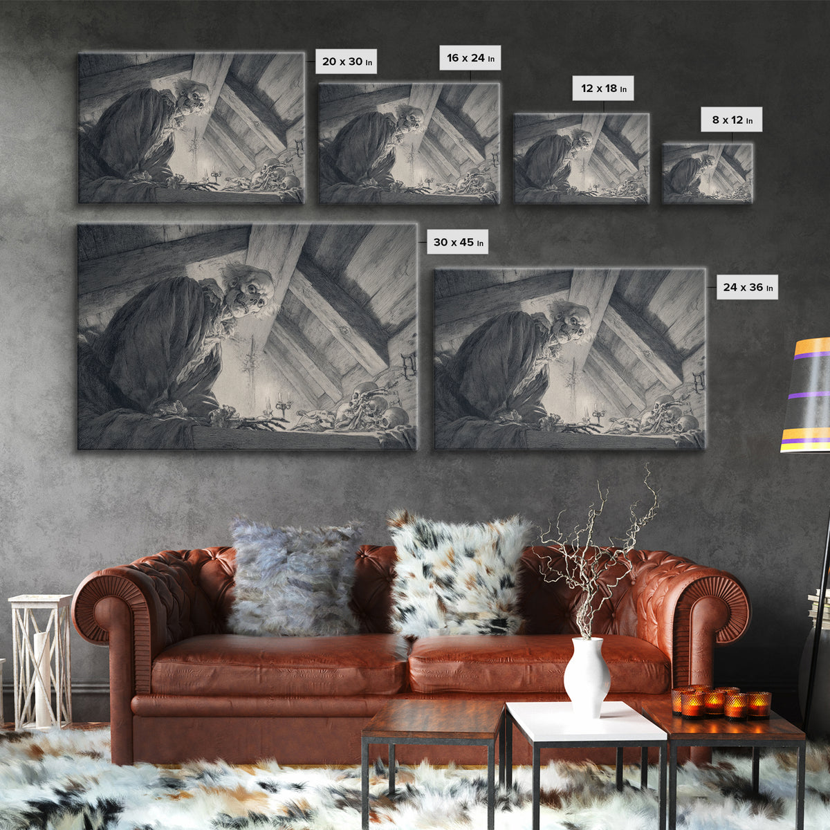 The Attic Whisperer, Decadent Gothic Art, Landscape Wall Art, Dark Halloween Decor, Canvas Print, Halloween Wall Art