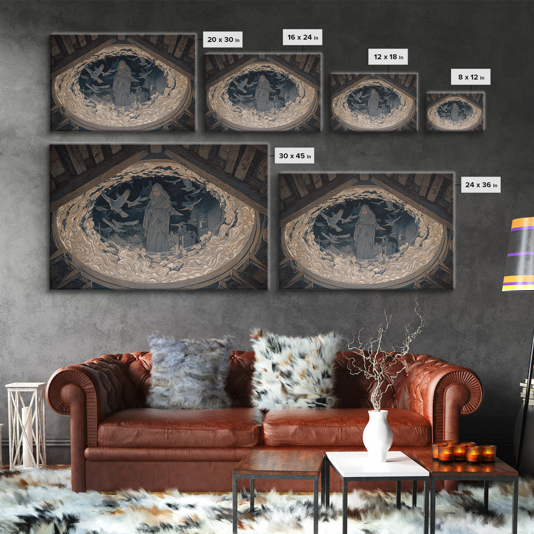 The Attic Whisperer, Symbolist Death Art, Landscape Wall Art, Macabre Wall Art, Canvas Print, Halloween Wall Art, Horror Wall Art