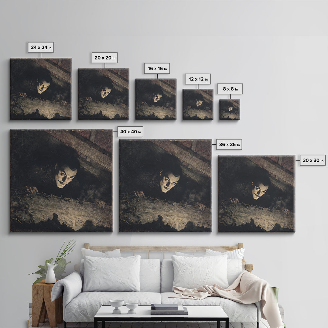 The Attic Whisperer, Dark Symbolist Art, Square Wall Art, Gothic Horror Wall Art, Canvas Print, Halloween Wall Art