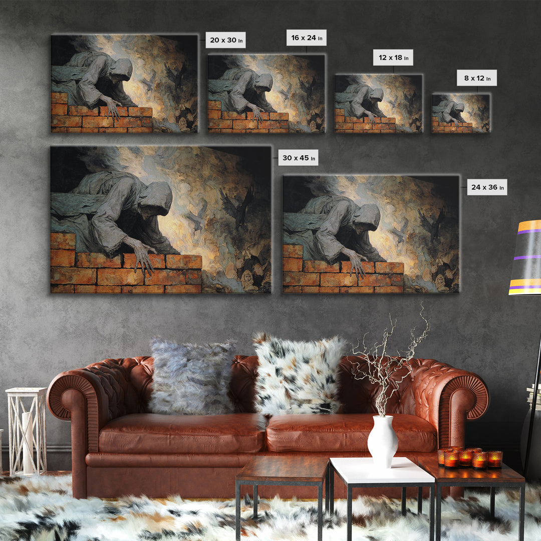 The Chimney Phantom, Dark Renaissance Art, Landscape Wall Art, Dark Fantasy Wall Art, Canvas Print, Halloween Wall Art