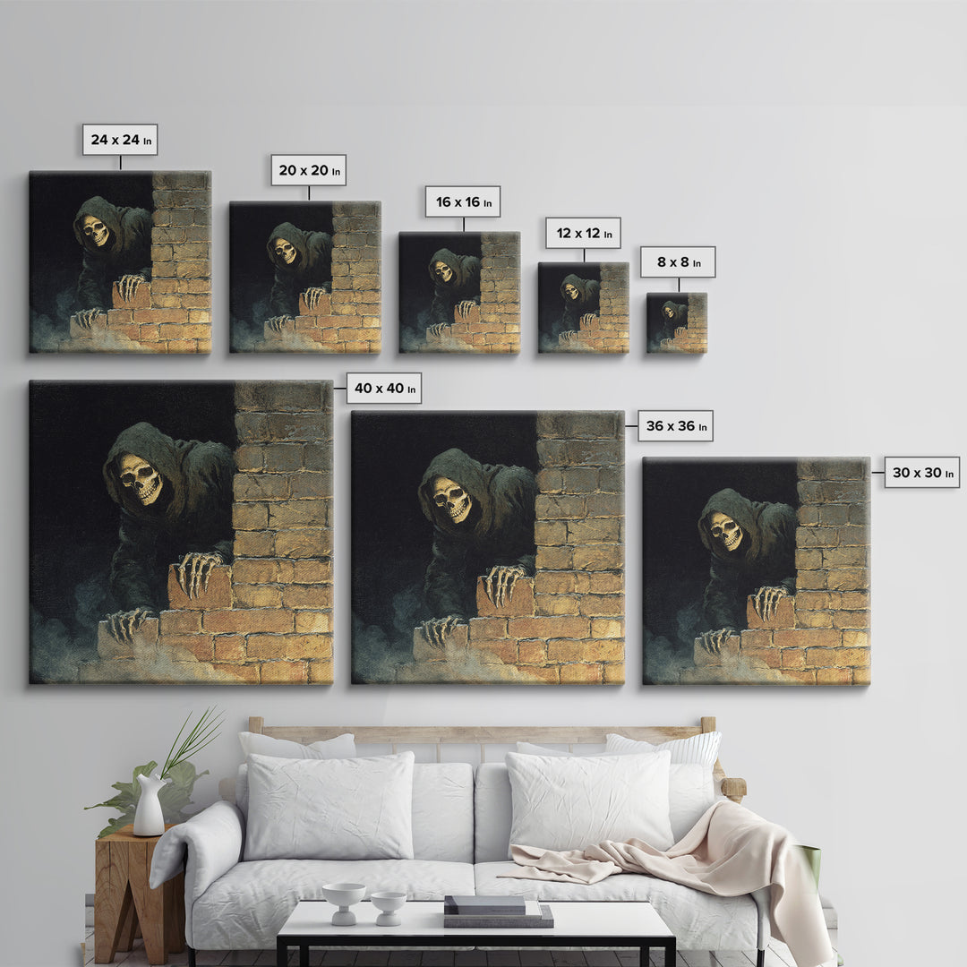 The Chimney Phantom, Danse Macabre Art, Square Wall Art, Gothic Horror Wall Art, Framed Canvas Print, Halloween Wall Art