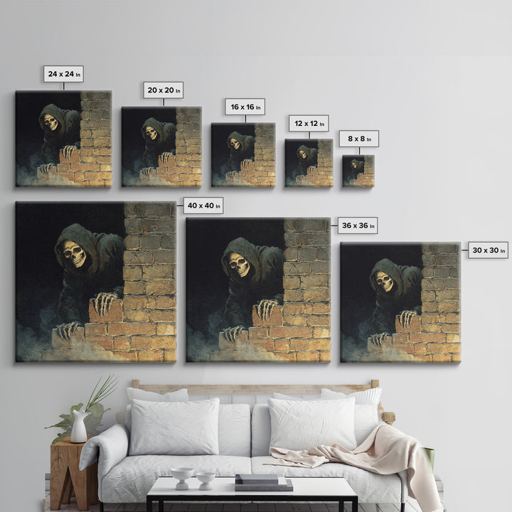The Chimney Phantom, Danse Macabre Art, Square Wall Art, Gothic Horror Wall Art, Framed Canvas Print, Halloween Wall Art