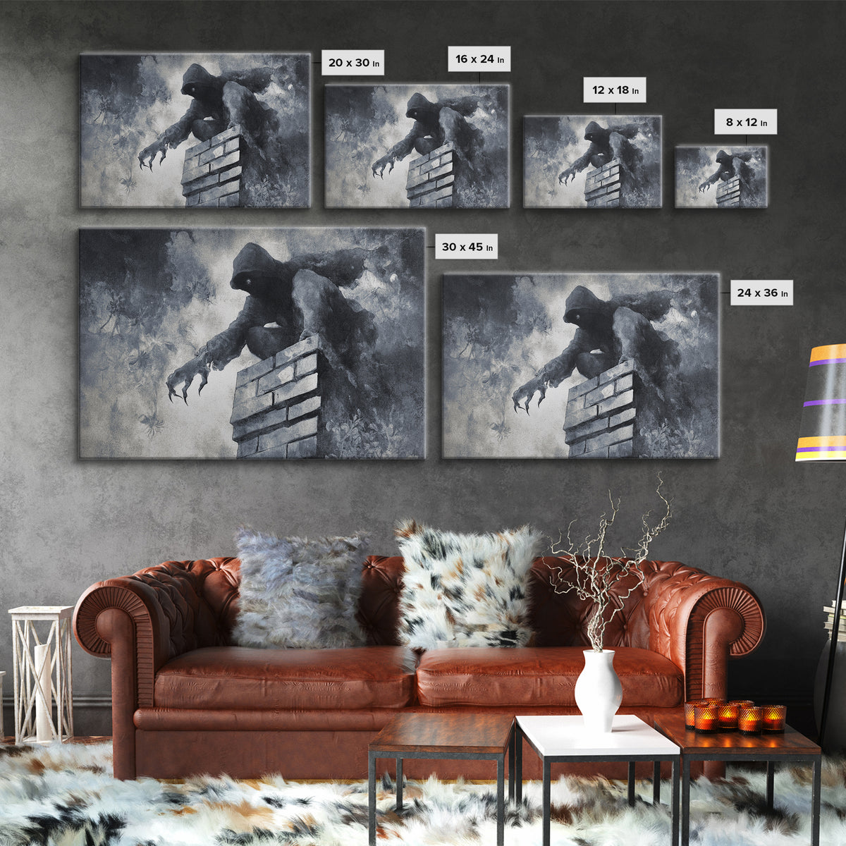 The Chimney Phantom, Symbolist Dream Art, Landscape Wall Art, Dark Fantasy Wall Art, Canvas Print, Halloween Wall Art