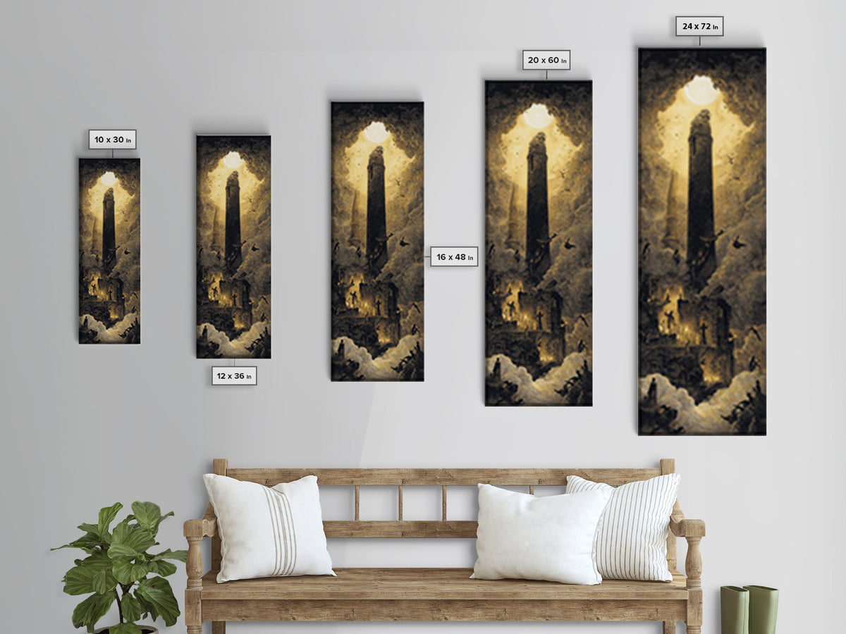The Chimney Phantom, Surreal Apocalyptic Art, Tall Narrow Wall Art, Gothic Horror Wall Art, Canvas Print, Halloween Wall Art
