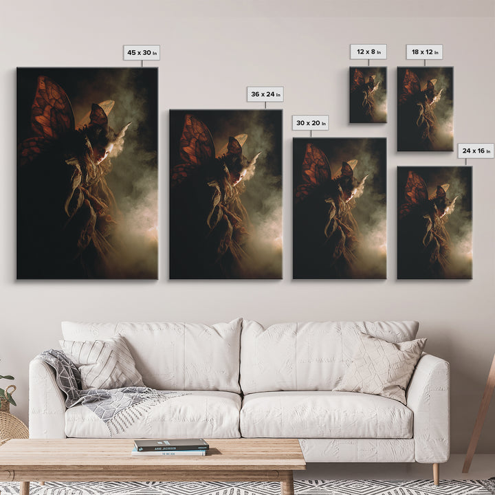 The Velvet Moth Witch, Gothic Nightmare Art, Vertical Wall Art, Gothic Horror Wall Art, Canvas Print, Halloween Wall Art