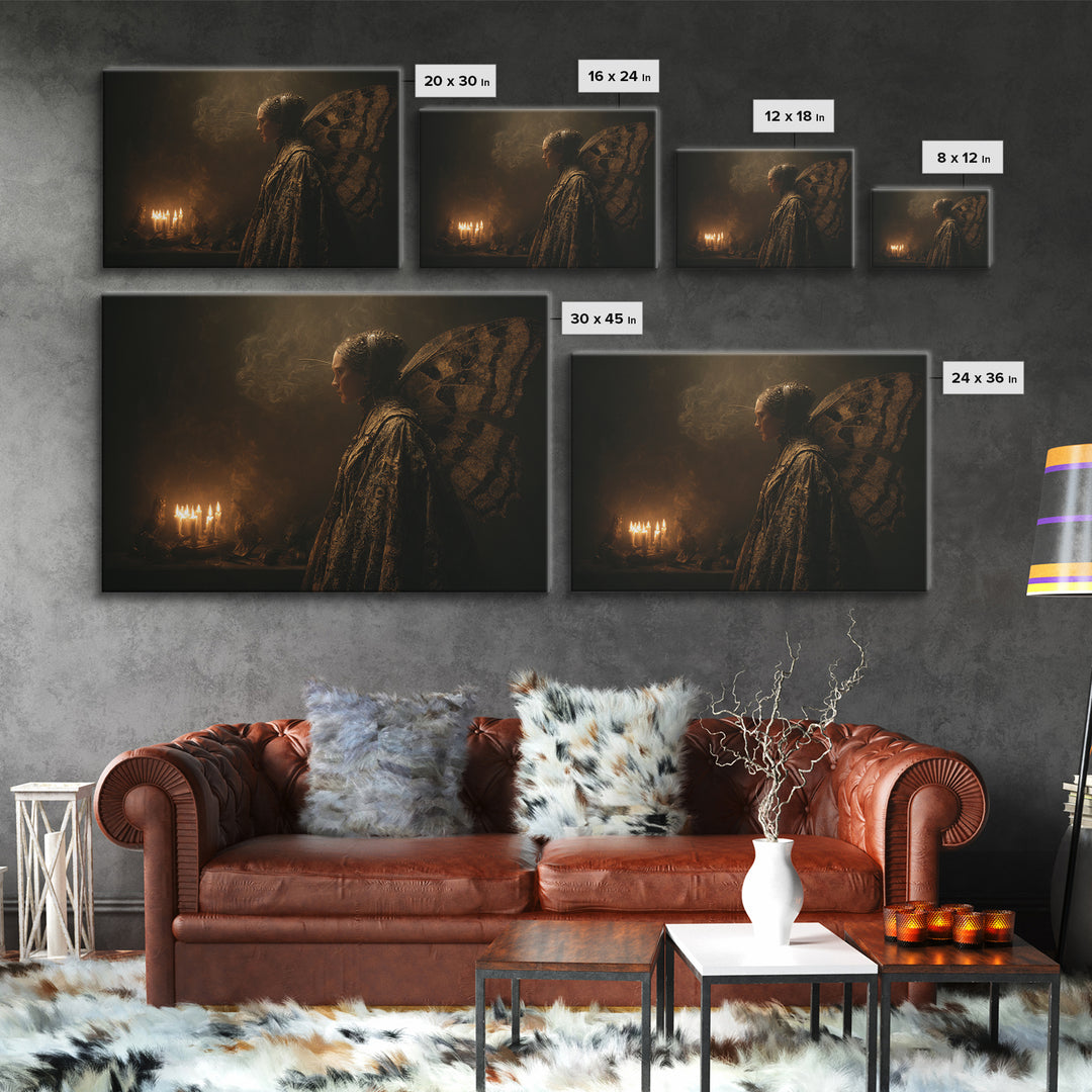 The Velvet Moth Witch, Symbolist Gothic Landscape, Landscape Wall Art, Gothic Horror Wall Art, Canvas Print, Halloween Wall Art