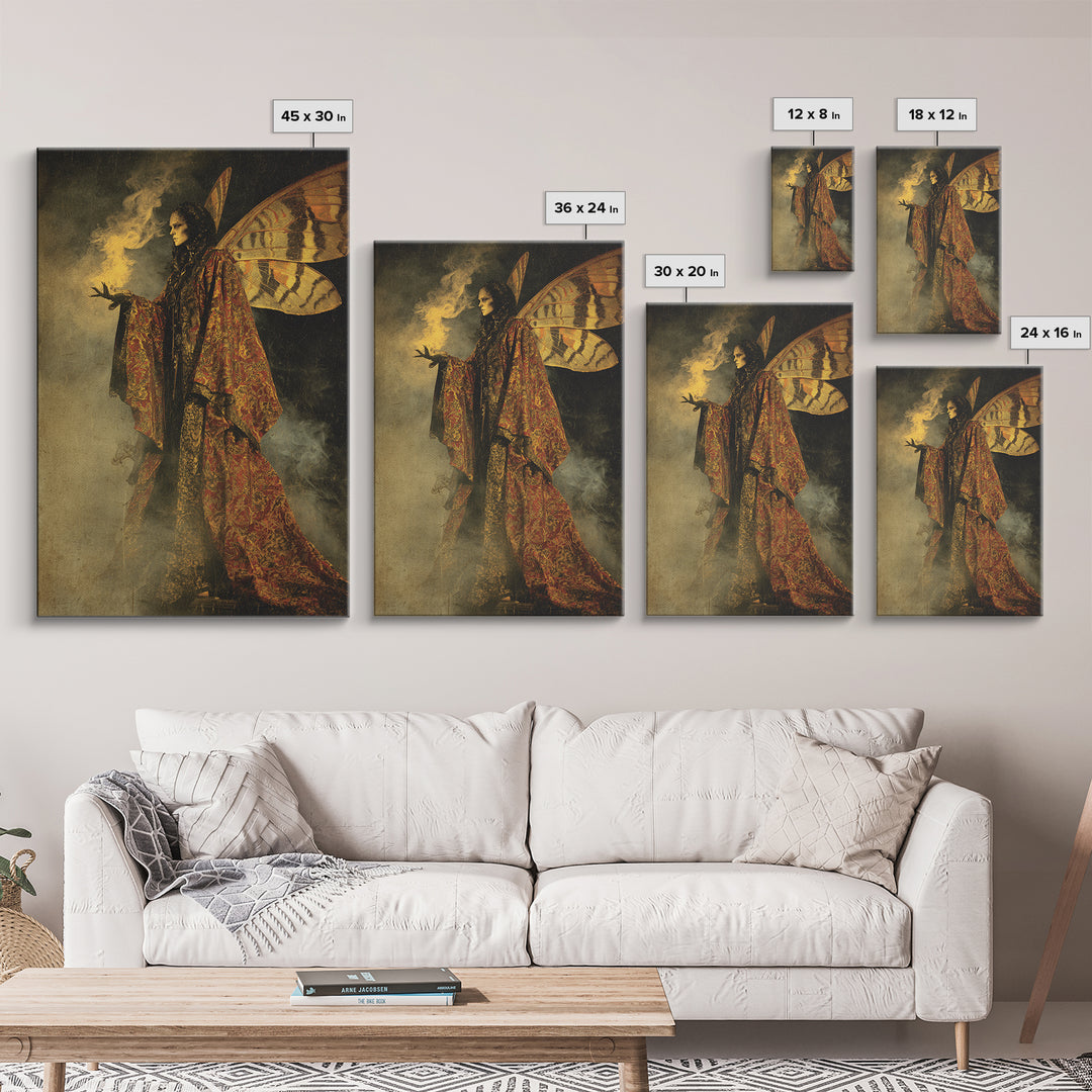 The Velvet Moth Witch, Decadent Gothic Art, Vertical Wall Art, Macabre Wall Art, Canvas Print, Halloween Wall Art, Horror Wall Art