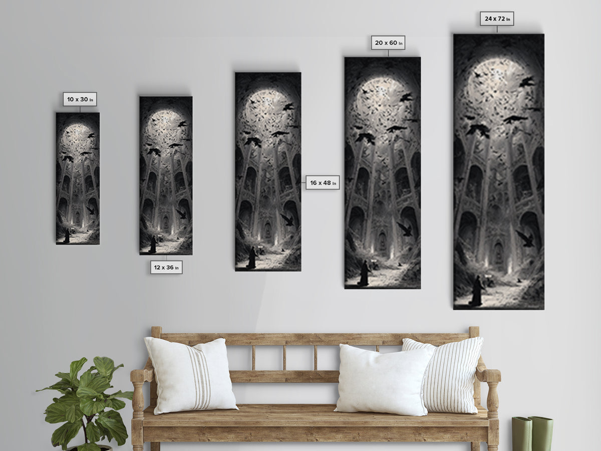 The Ghostly Groom, Gothic Engraving Art, Tall Narrow Wall Art, Gothic Horror Wall Art, Canvas Print, Halloween Wall Art
