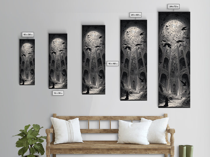 The Ghostly Groom, Gothic Engraving Art, Tall Narrow Wall Art, Gothic Horror Wall Art, Canvas Print, Halloween Wall Art