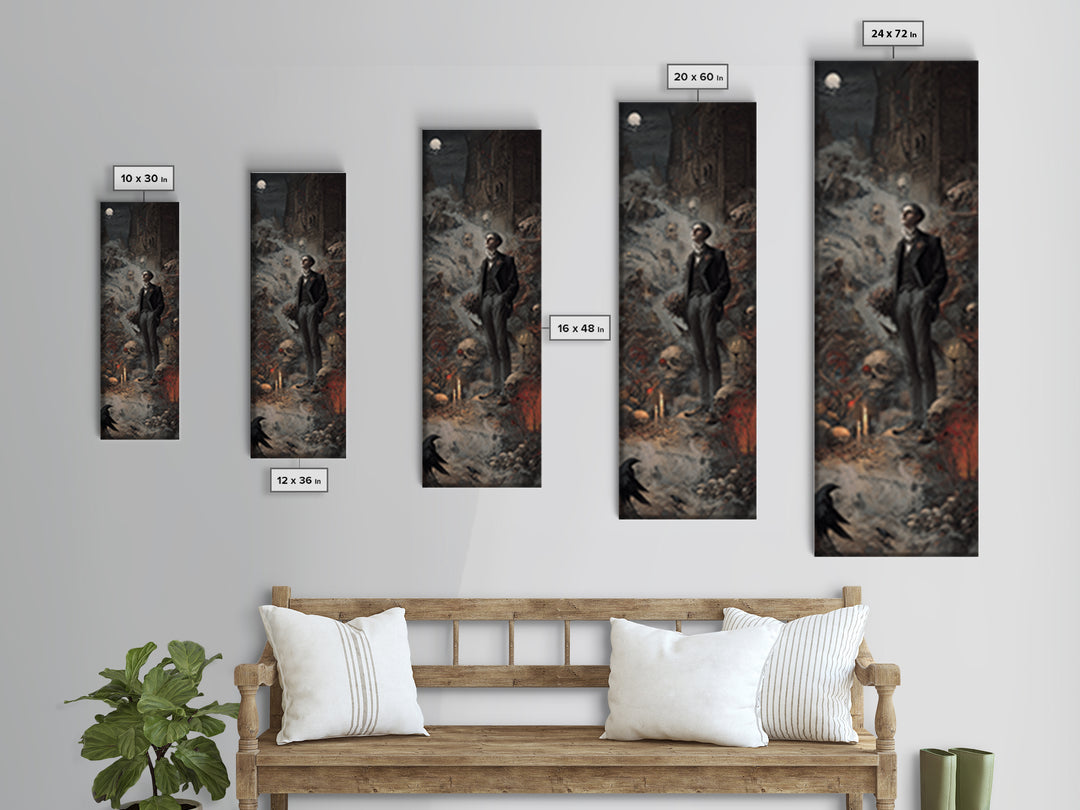 The Ghostly Groom, Medieval Grotesque Art, Tall Narrow Wall Art, Dark Halloween Decor, Canvas Print, Halloween Wall Art
