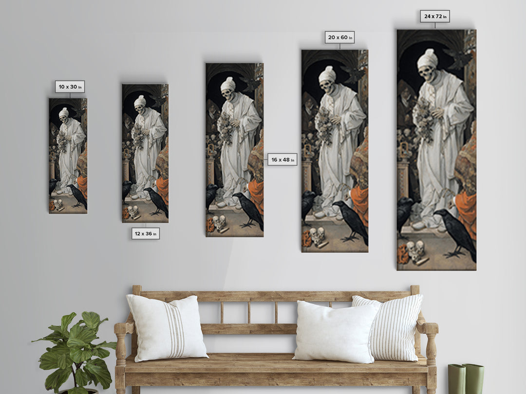The Ghostly Groom, Danse Macabre Art, Tall Narrow Wall Art, Gothic Horror Wall Art, Framed Canvas Print