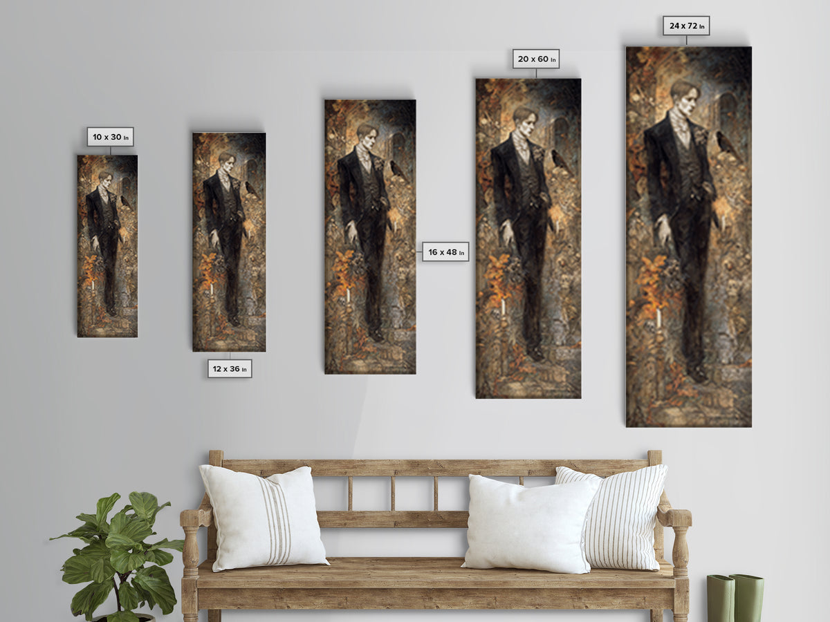 The Ghostly Groom, Visionary Gothic Art, Tall Narrow Wall Art, Dark Fantasy Wall Art, Canvas Print, Halloween Wall Art