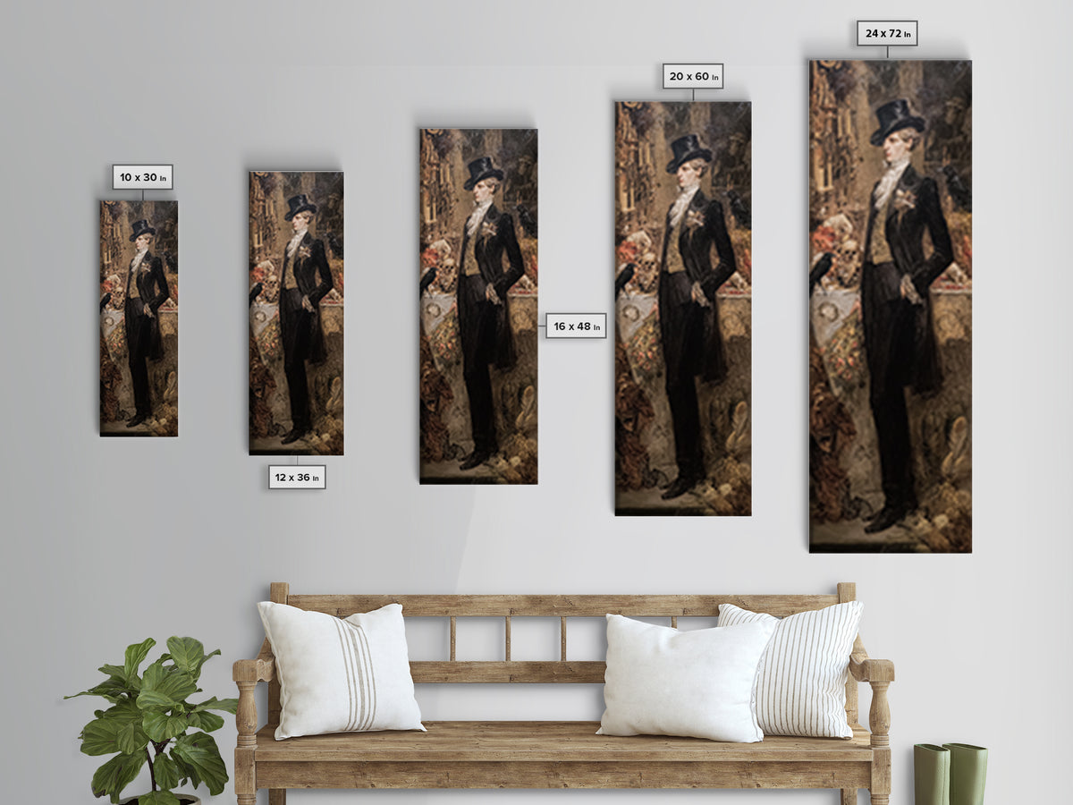 The Ghostly Groom, Ornate Symbolist Art, Tall Narrow Wall Art, Dark Fantasy Wall Art, Framed Canvas Print, Halloween Wall Art