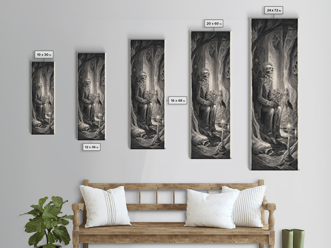 The Ghostly Groom, Expressionist Nightmare Art, Tall Narrow Wall Art, Dark Halloween Decor, Framed Canvas Print, Halloween Wall Art