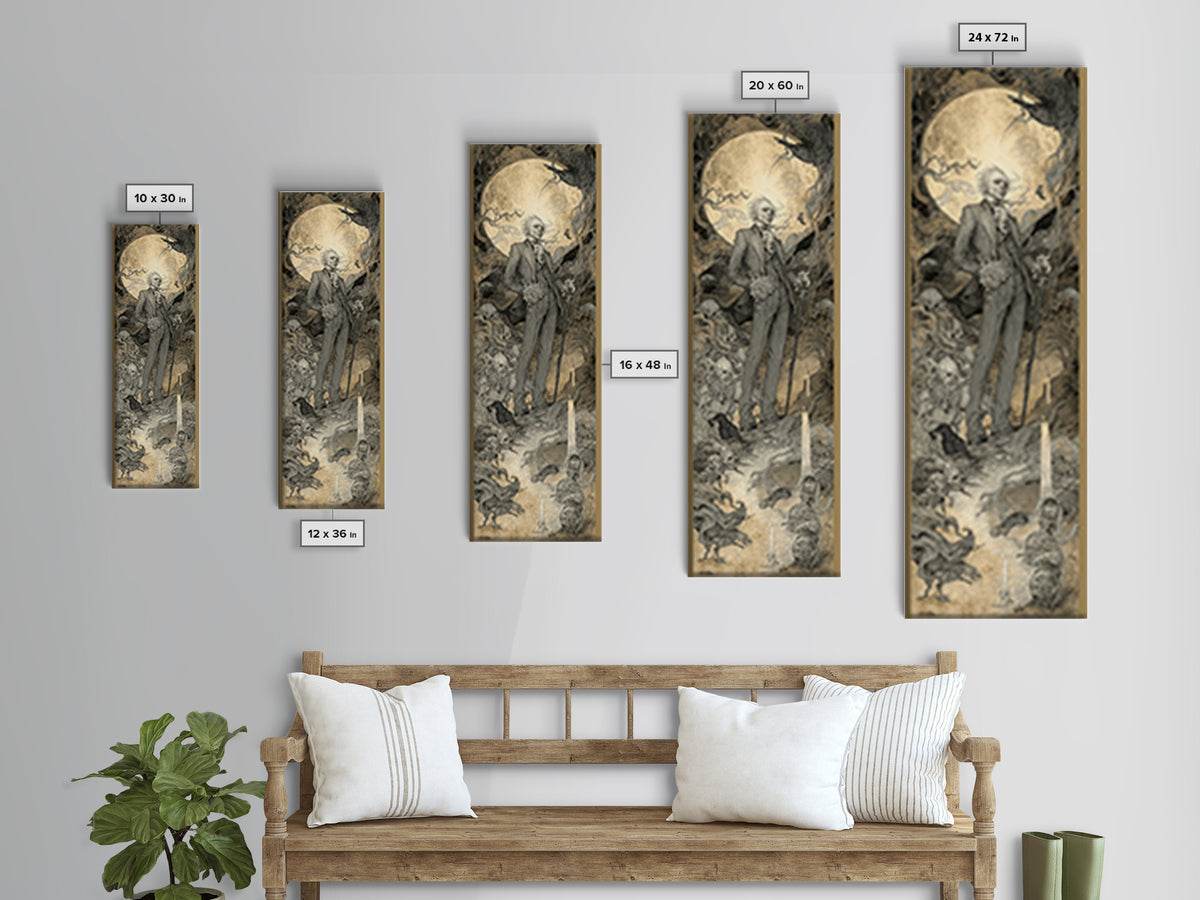 The Ghostly Groom, Gothic Storybook Art, Tall Narrow Wall Art, Macabre Wall Art, Canvas Print, Halloween Wall Art, Gothic Home Decor