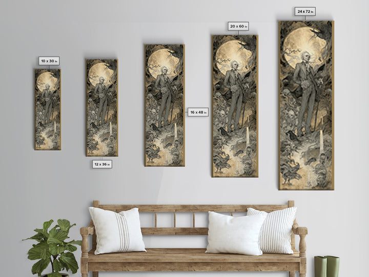 The Ghostly Groom, Gothic Storybook Art, Tall Narrow Wall Art, Macabre Wall Art, Canvas Print, Halloween Wall Art, Gothic Home Decor