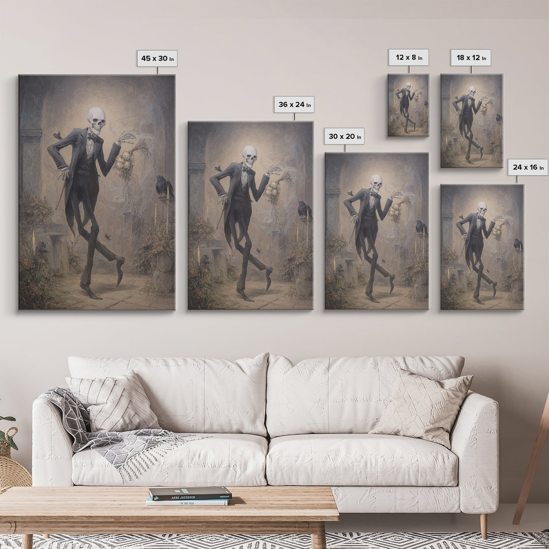 The Ghostly Groom, Victorian Macabre Art, Vertical Wall Art, Dark Halloween Decor, Framed Canvas Print, Halloween Wall Art