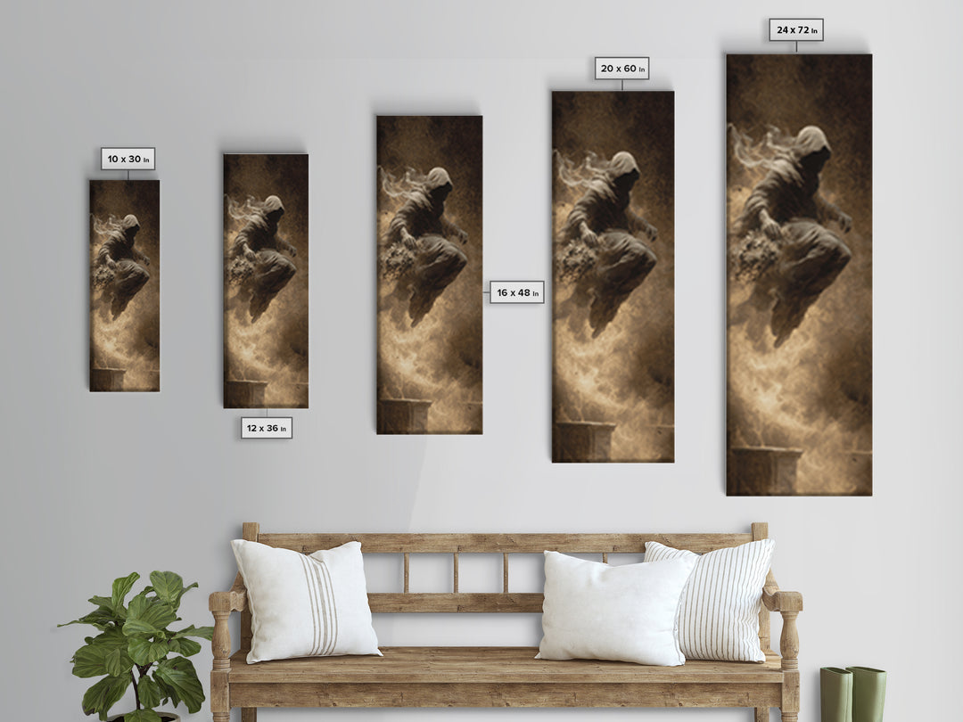 The Ghostly Groom, Surreal Apocalyptic Art, Tall Narrow Wall Art, Macabre Wall Art, Canvas Print, Halloween Wall Art