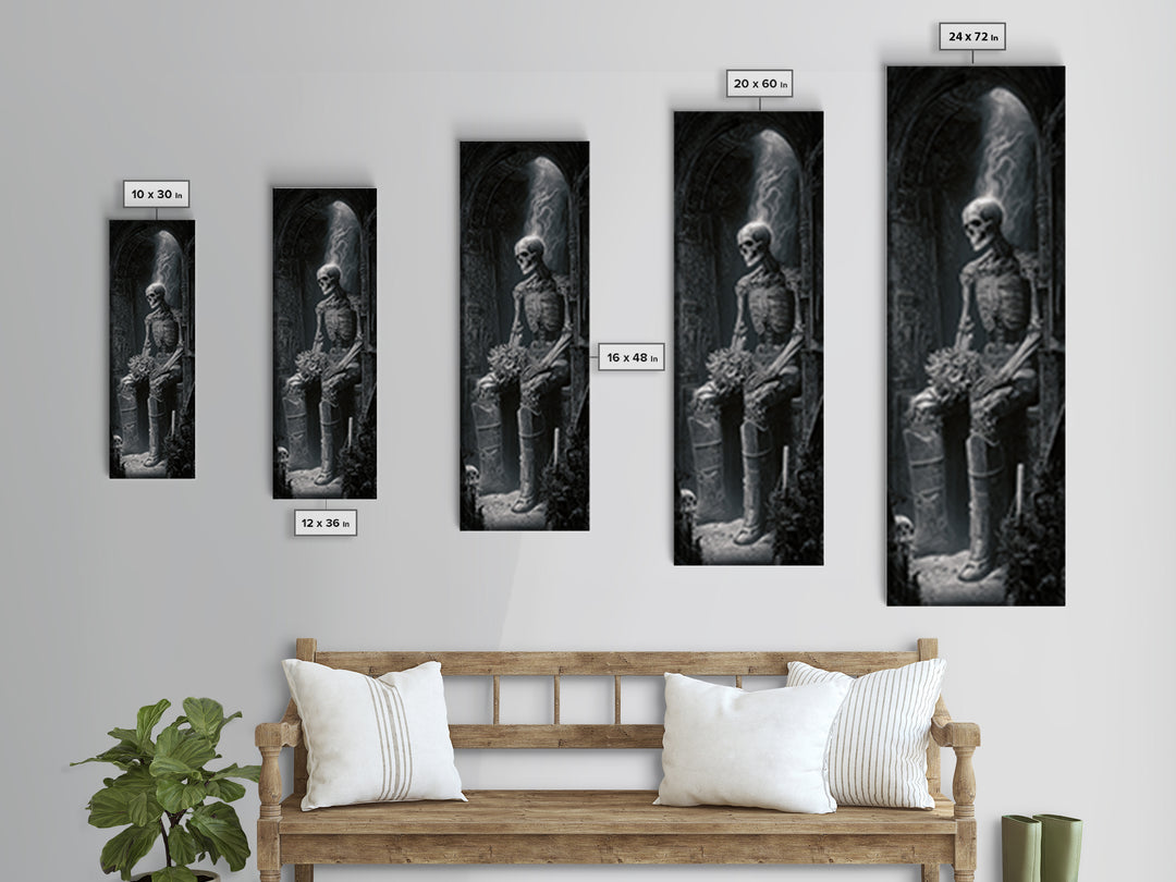 The Ghostly Groom, Biomechanical Horror Art, Tall Narrow Wall Art, Gothic Horror Wall Art, Canvas Print, Halloween Wall Art