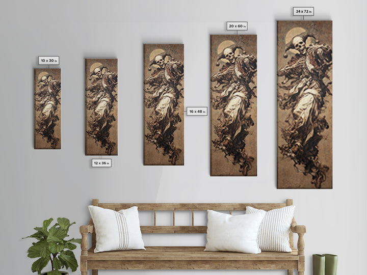 The Phantom Jester, Dark Renaissance Art, Tall Narrow Wall Art, Dark Fantasy Wall Art, Framed Canvas Print, Halloween Wall Art