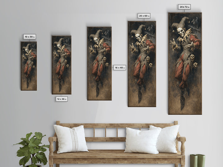 The Phantom Jester, Gothic Nightmare Art, Tall Narrow Wall Art, Macabre Wall Art, Canvas Print, Halloween Wall Art, Gothic Home Decor