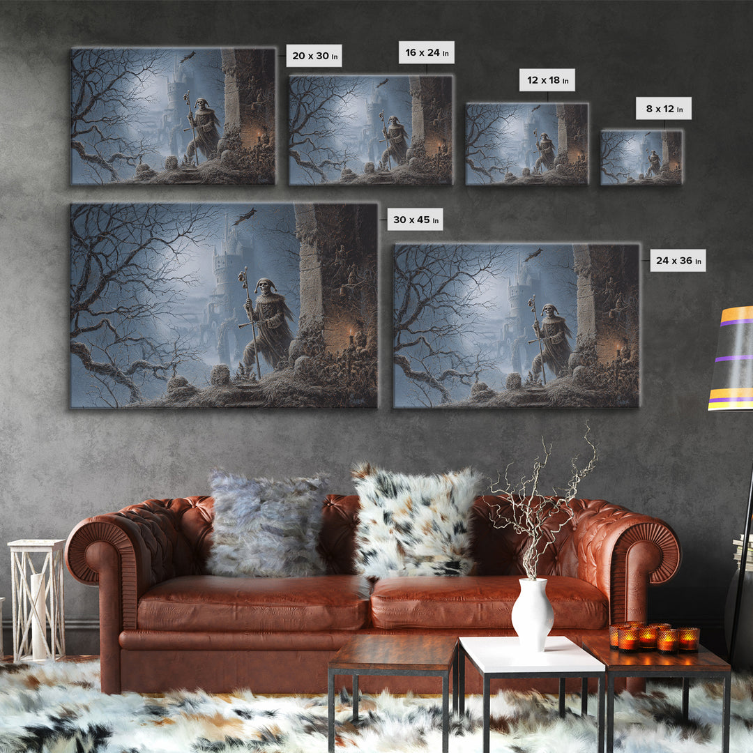 The Phantom Jester, Romantic Gothic Landscape, Landscape Wall Art, Dark Fantasy Wall Art, Canvas Print, Halloween Wall Art