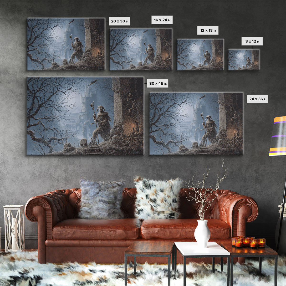 The Phantom Jester, Romantic Gothic Landscape, Landscape Wall Art, Dark Fantasy Wall Art, Canvas Print, Halloween Wall Art