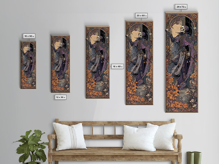 The Phantom Jester, Stained Glass Gothic Art, Tall Narrow Wall Art, Macabre Wall Art, Canvas Print, Halloween Wall Art, Spooky Wall Decor