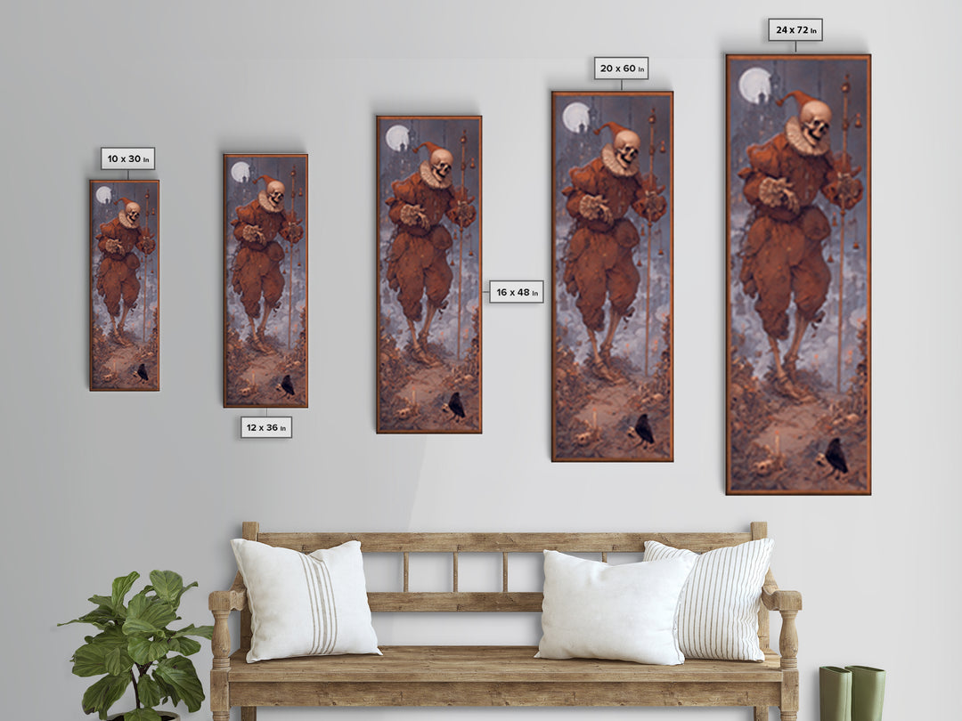 The Phantom Jester, Surreal Apocalyptic Art, Tall Narrow Wall Art, Macabre Wall Art, Canvas Print, Halloween Wall Art