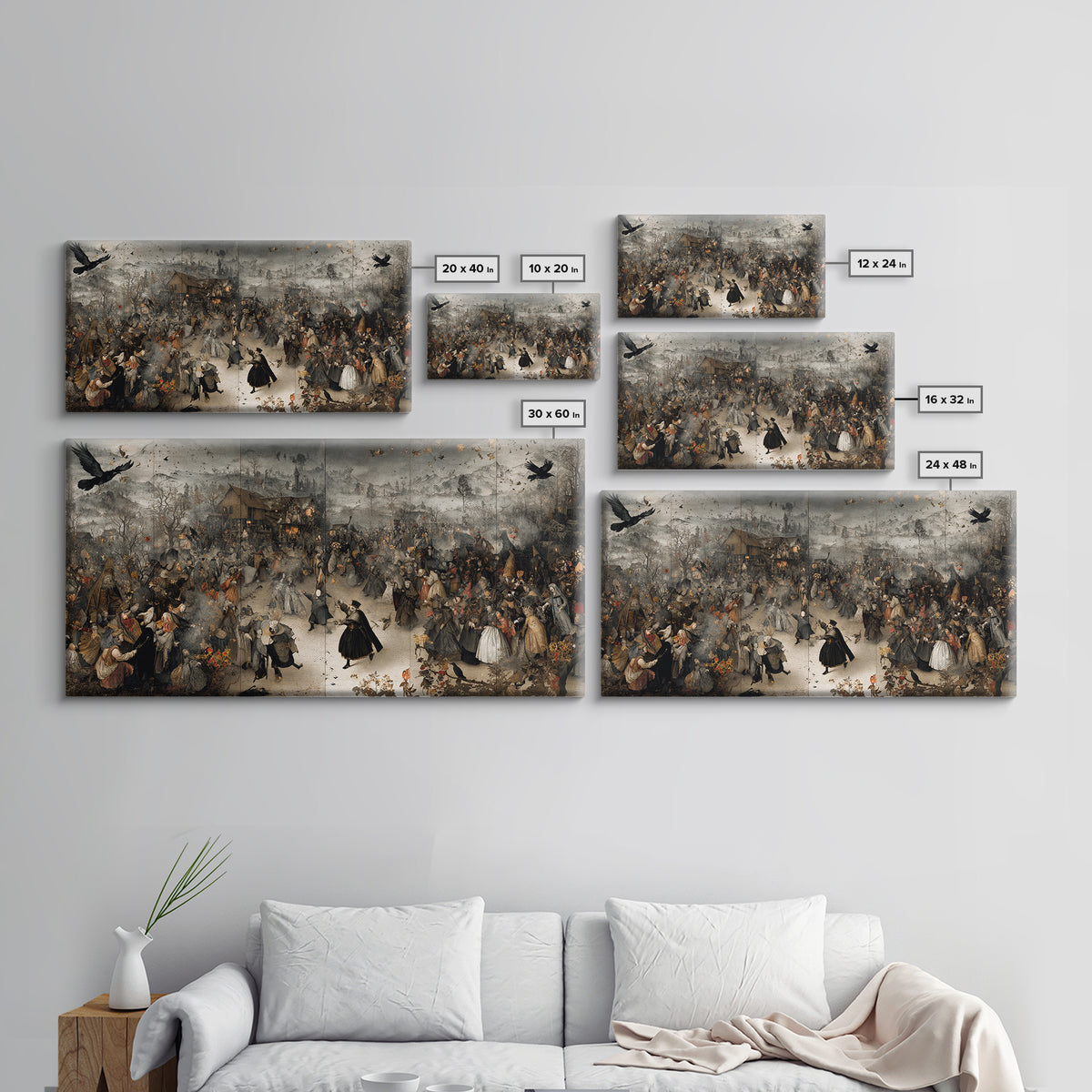 The Marionette Master, Northern Renaissance Horror, Wide Panoramic Art, Dark Halloween Decor, Canvas Print, Halloween Wall Art
