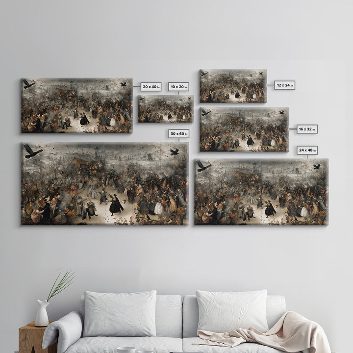 The Marionette Master, Northern Renaissance Horror, Wide Panoramic Art, Dark Halloween Decor, Canvas Print, Halloween Wall Art