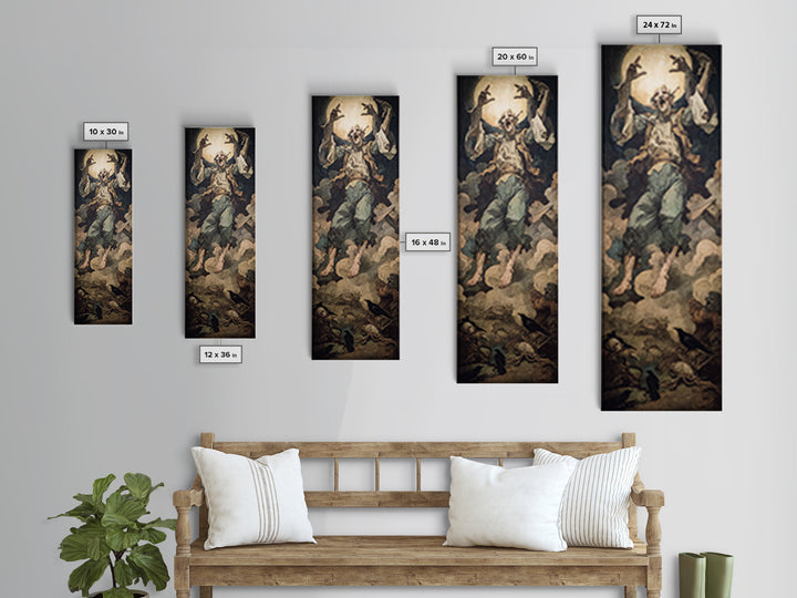 The Marionette Master, Dark Renaissance Art, Tall Narrow Wall Art, Macabre Wall Art, Framed Canvas Print, Halloween Wall Art