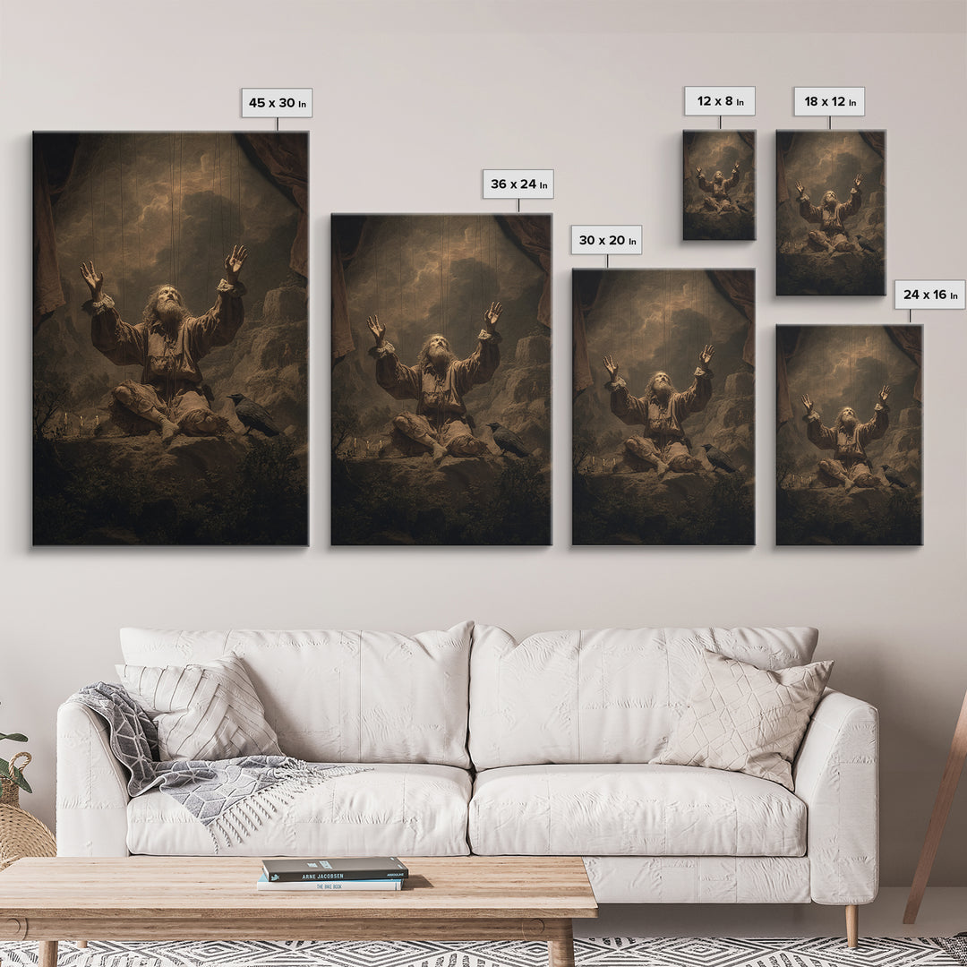 The Marionette Master, Baroque Witchcraft Art, Vertical Wall Art, Dark Halloween Decor, Canvas Print, Halloween Wall Art