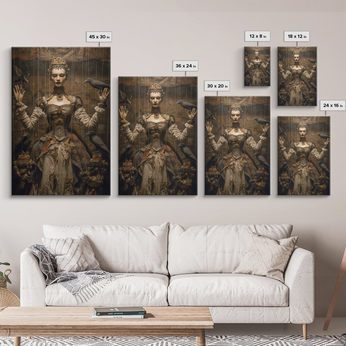 The Marionette Master, Ornate Symbolist Art, Vertical Wall Art, Dark Halloween Decor, Canvas Print, Halloween Wall Art