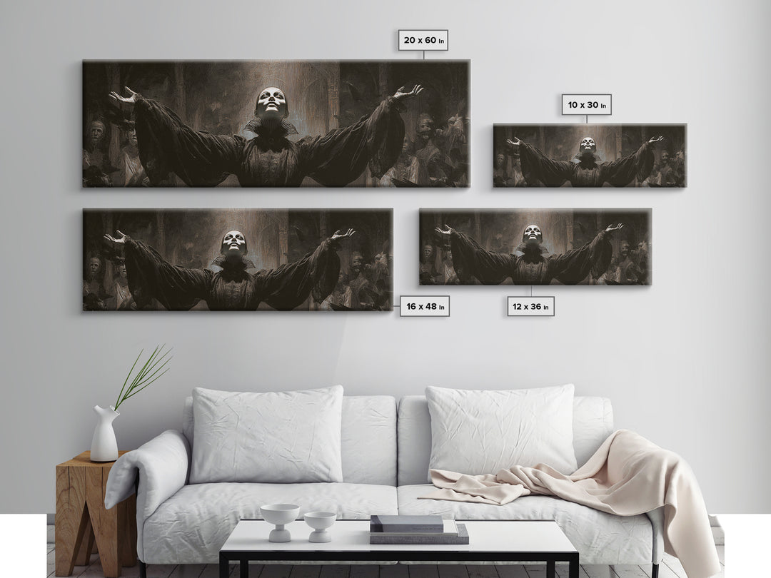 The Marionette Master, Dark Symbolist Art, Extra Wide Wall Art, Macabre Wall Art, Framed Canvas Print, Halloween Wall Art