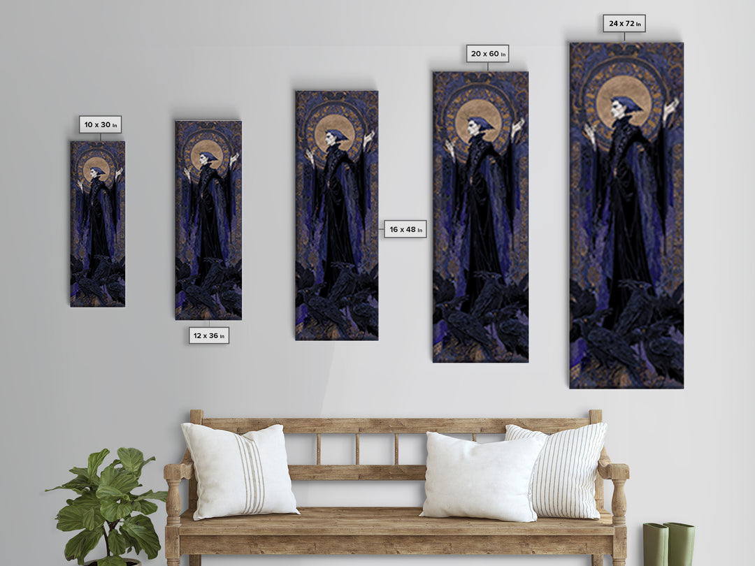 The Marionette Master, Stained Glass Gothic Art, Tall Narrow Wall Art, Dark Halloween Decor, Canvas Print, Halloween Wall Art