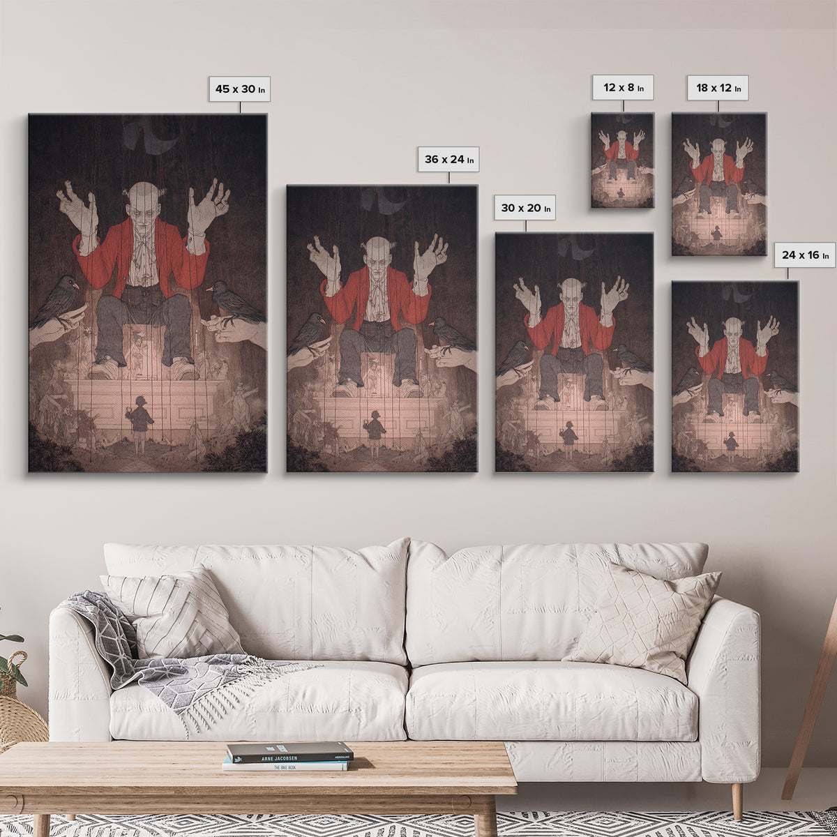 The Marionette Master, Victorian Macabre Art, Vertical Wall Art, Dark Fantasy Wall Art, Canvas Print, Halloween Wall Art