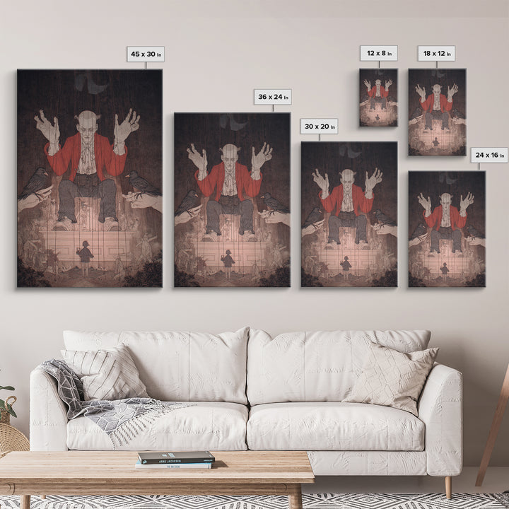 The Marionette Master, Victorian Macabre Art, Vertical Wall Art, Dark Fantasy Wall Art, Canvas Print, Halloween Wall Art