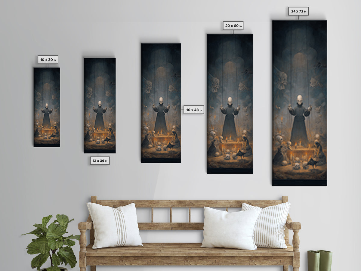 The Marionette Master, Surreal Apocalyptic Art, Tall Narrow Wall Art, Gothic Horror Wall Art, Framed Canvas Print