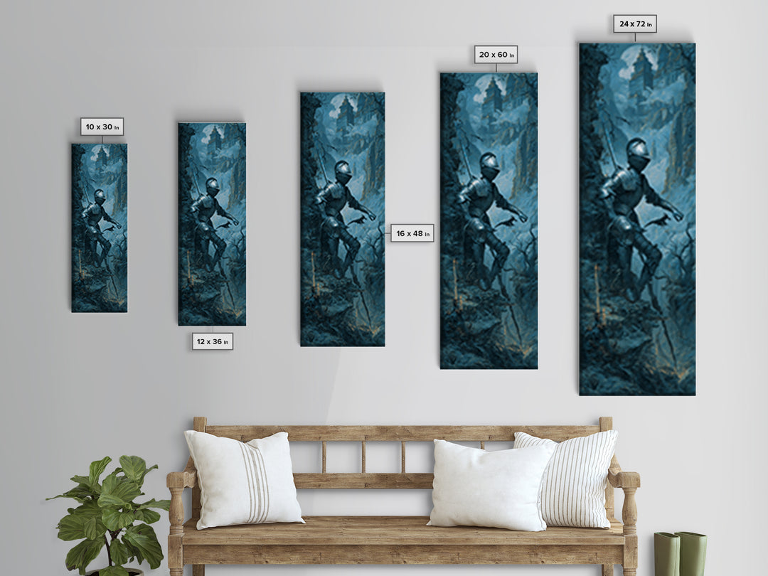 The Spectral Knight, Baroque Witchcraft Art, Tall Narrow Wall Art, Gothic Horror Wall Art, Canvas Print, Halloween Wall Art