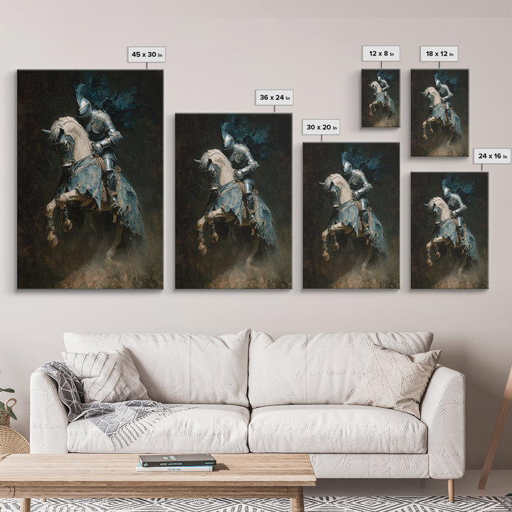 The Spectral Knight, Dark Romantic Horror Art, Vertical Wall Art, Dark Halloween Decor, Canvas Print, Halloween Wall Art, Horror Wall Art