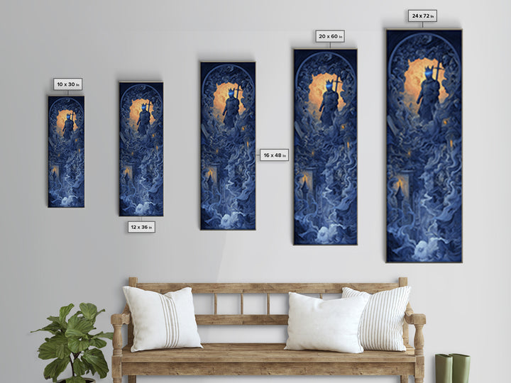 The Spectral Knight, Visionary Gothic Art, Tall Narrow Wall Art, Macabre Wall Art, Canvas Print, Halloween Wall Art
