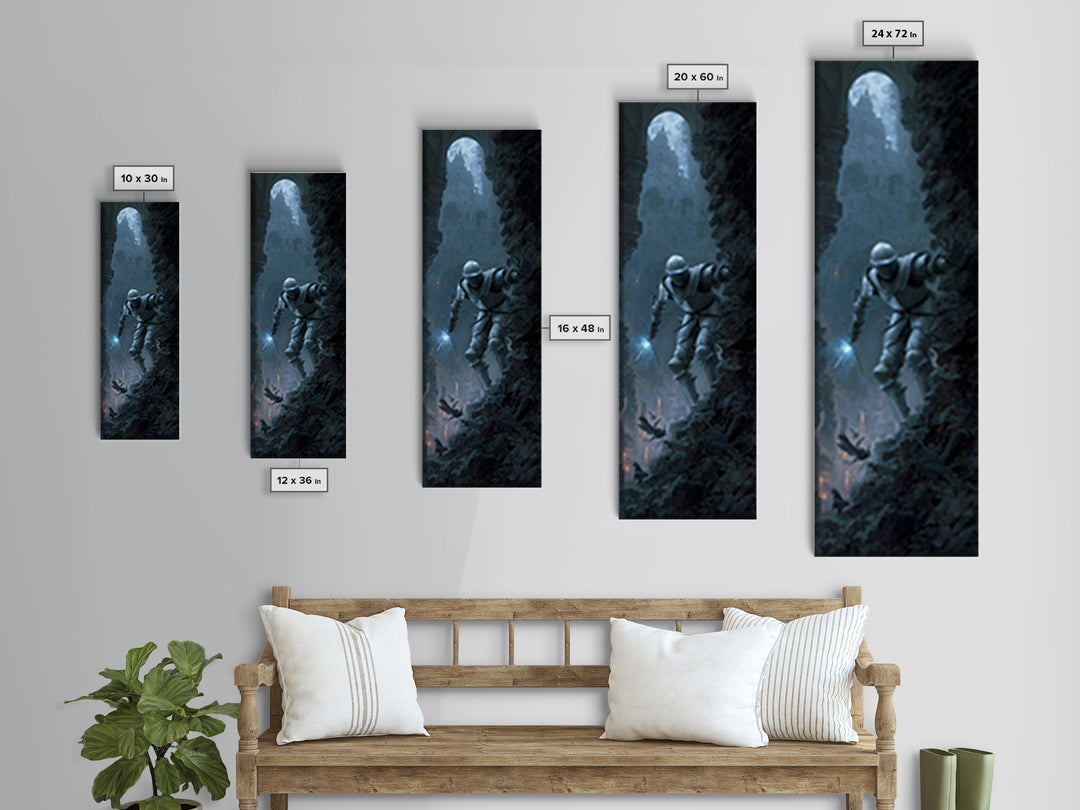 The Spectral Knight, Apocalyptic Romantic Art, Tall Narrow Wall Art, Macabre Wall Art, Canvas Print, Halloween Wall Art, Seasonal Home Decor