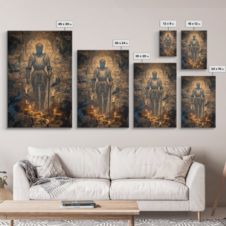 The Spectral Knight, Ornate Symbolist Art, Vertical Wall Art, Dark Halloween Decor, Canvas Print, Halloween Wall Art