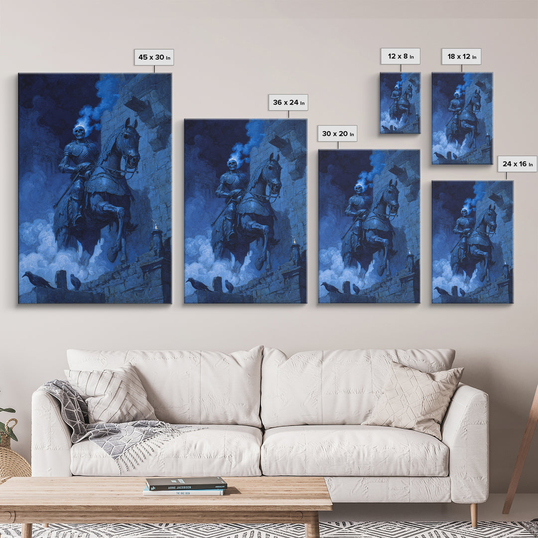 The Spectral Knight, Decadent Gothic Art, Vertical Wall Art, Gothic Horror Wall Art, Framed Canvas Print, Halloween Wall Art