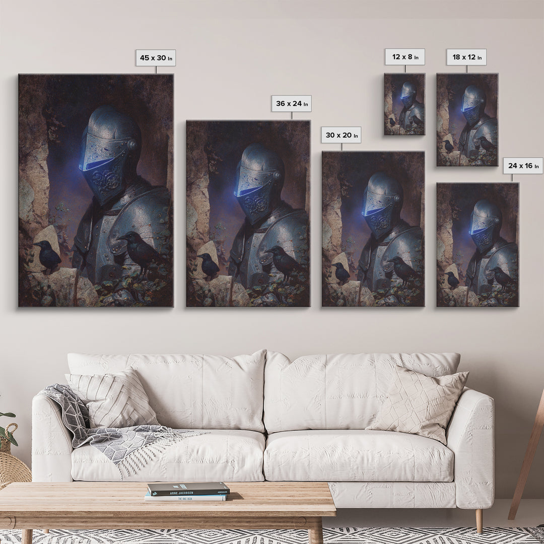 The Spectral Knight, Expressionist Gothic Art, Vertical Wall Art, Gothic Horror Wall Art, Canvas Print, Halloween Wall Art