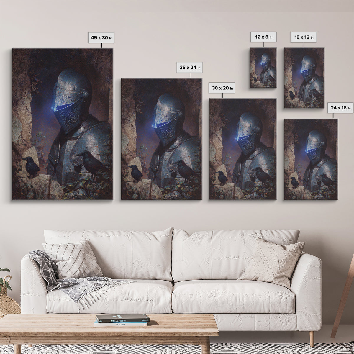The Spectral Knight, Expressionist Gothic Art, Vertical Wall Art, Gothic Horror Wall Art, Canvas Print, Halloween Wall Art