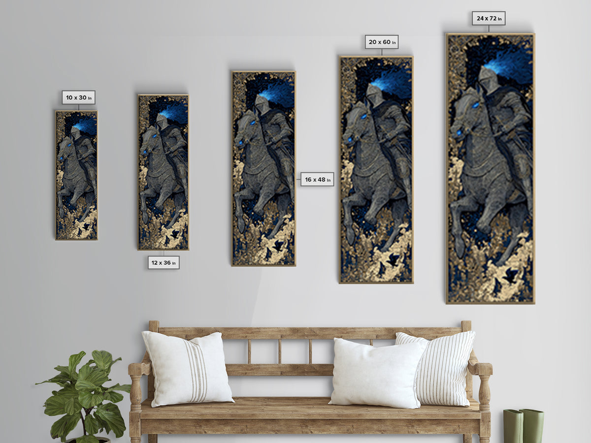 The Spectral Knight, Stained Glass Gothic Art, Tall Narrow Wall Art, Macabre Wall Art, Canvas Print, Halloween Wall Art, Dark Fantasy Art