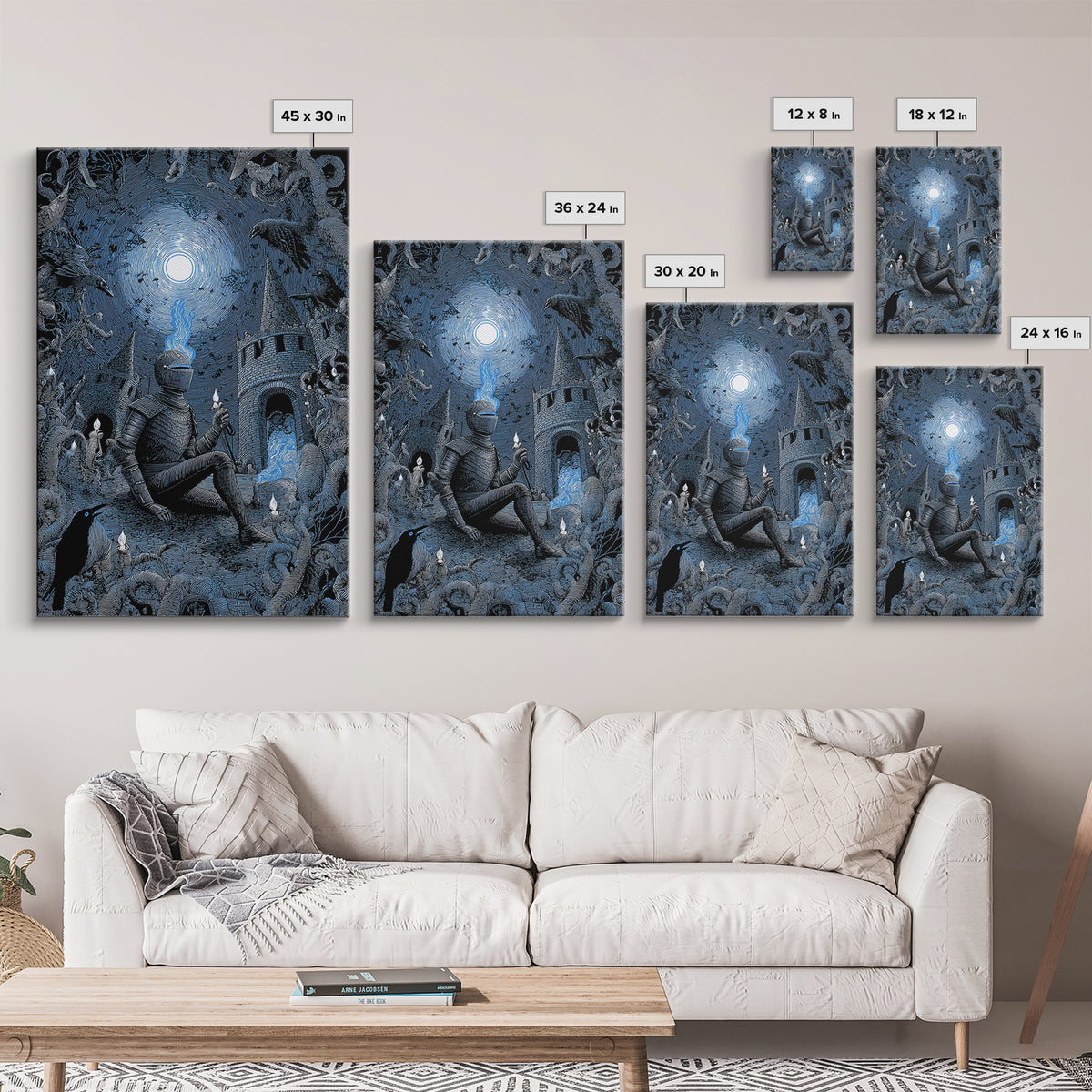 The Spectral Knight, Victorian Macabre Art, Vertical Wall Art, Gothic Horror Wall Art, Framed Canvas Print, Halloween Wall Art