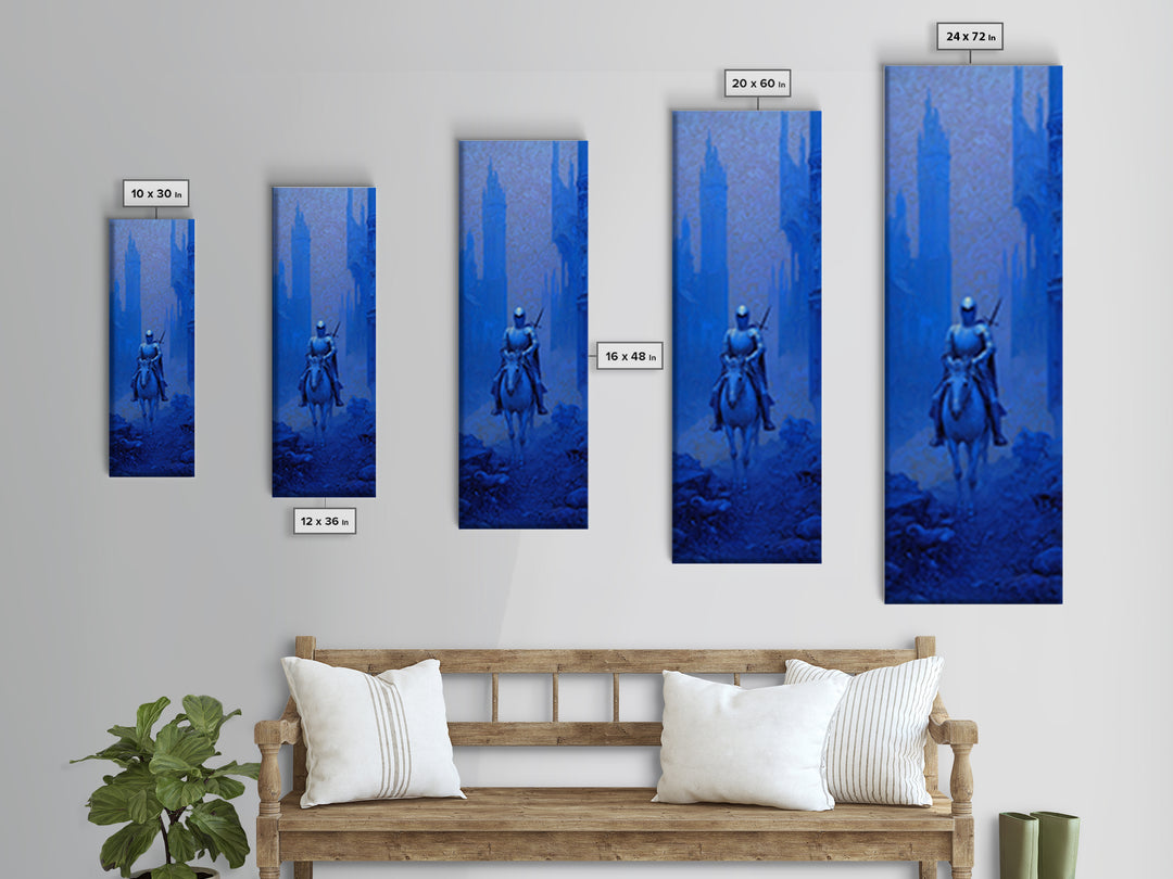 The Spectral Knight, Surreal Apocalyptic Art, Tall Narrow Wall Art, Dark Fantasy Wall Art, Canvas Print, Halloween Wall Art